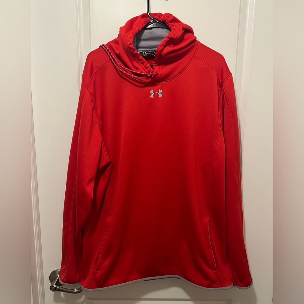 Under Armour Mens Red Hustle Fleece Hoodie Sweatshirt Cold Gear Size XL